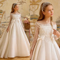 Pearl Beaded Ball Gown Flower Girl Dress