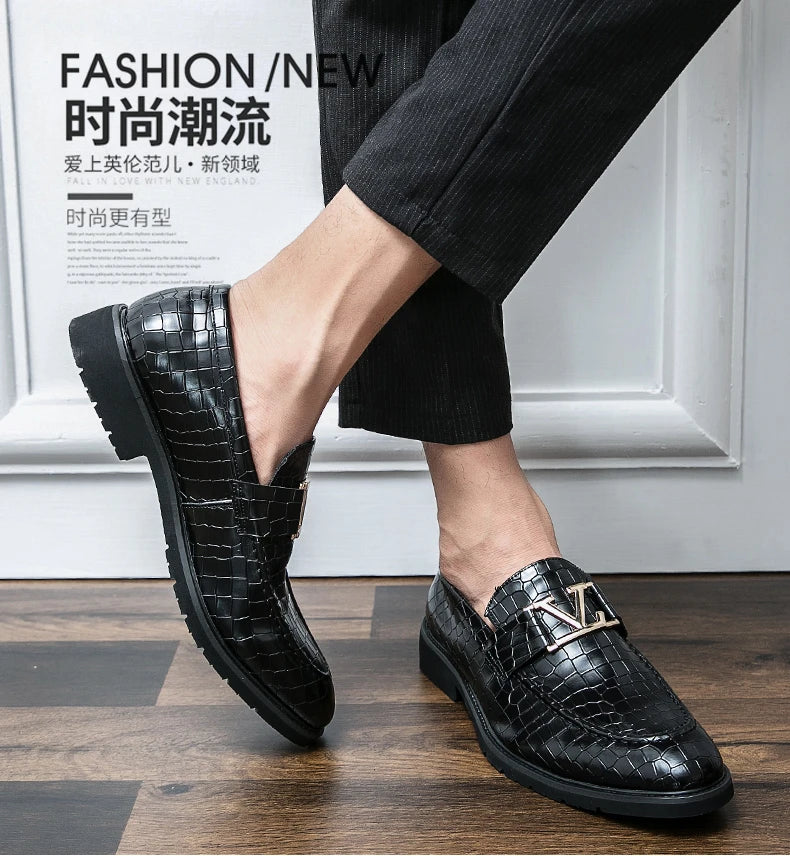 Four Seasons Men's High-end Business Formal Leather Shoes British Style Casual Fashion Texture Cover Green Size 38-47