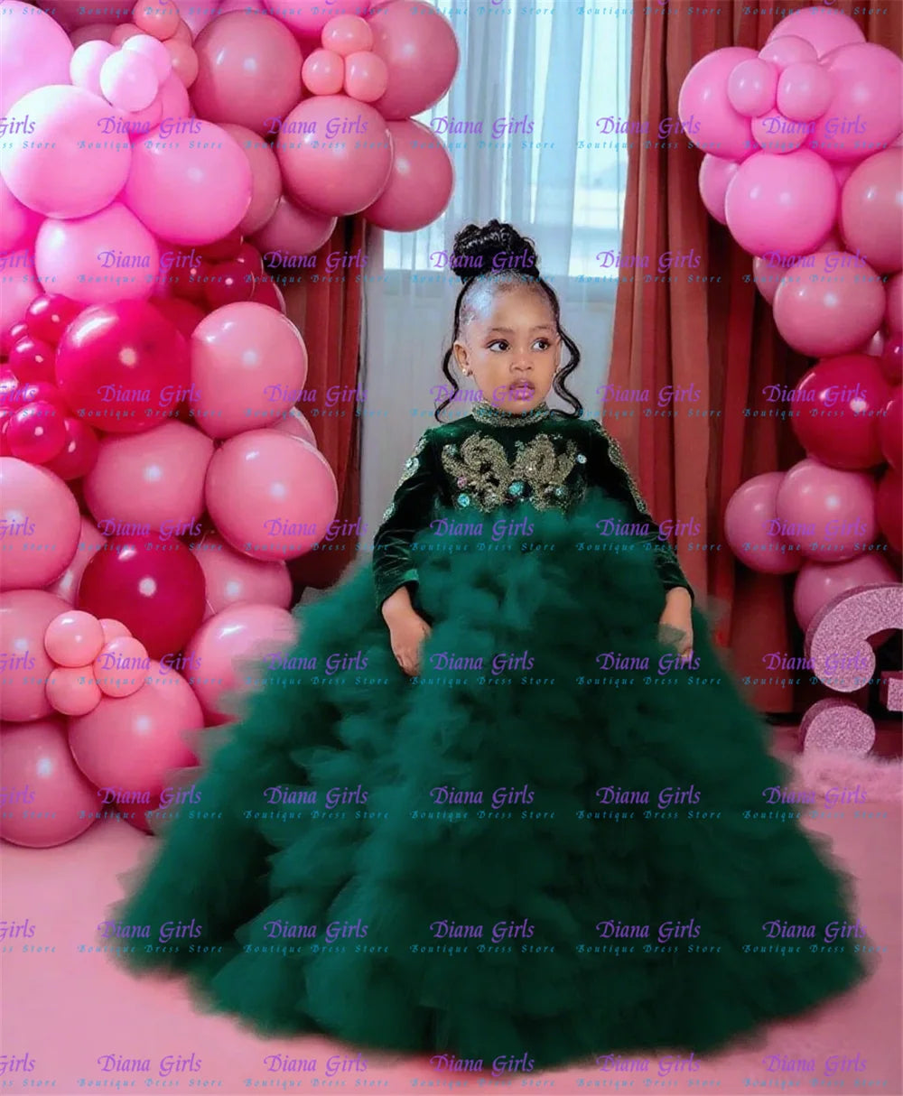 Layered Tulle Sequin Flower Girl Gown