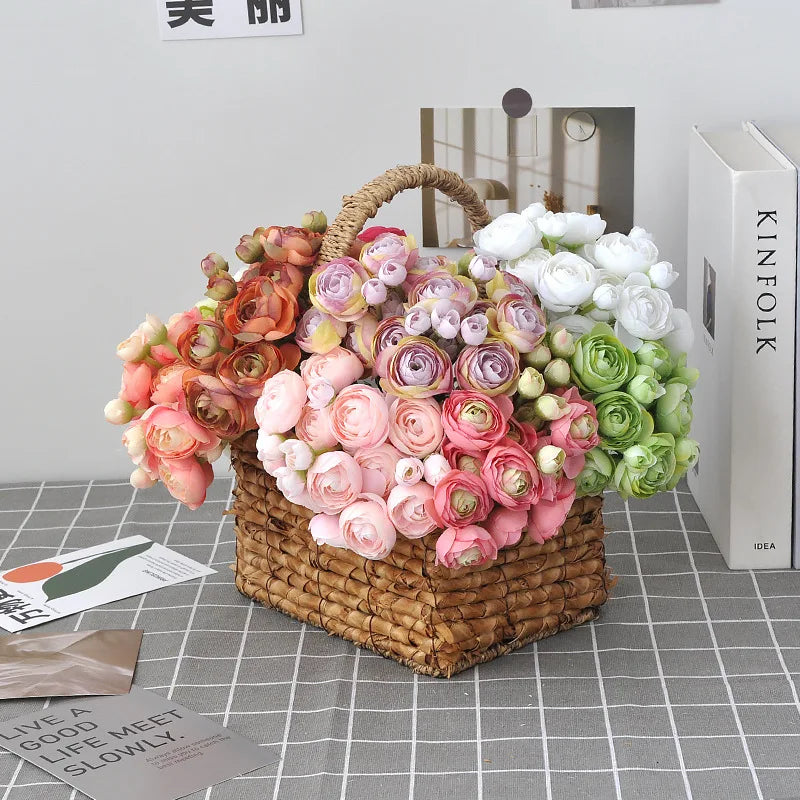 26CM Handmade Bouquet Artificial Flowers Wedding Bridesmaids Photography Props Home Decoration Handmade Mini Lotus Bouquet