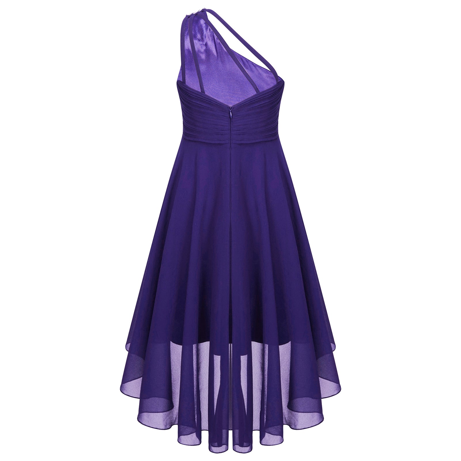 Kids Wedding Flower Girls Dress Shiny Beaded One Shoulder Chiffon Princess Dress Elegant Evening Pageant Birthday Party Gown