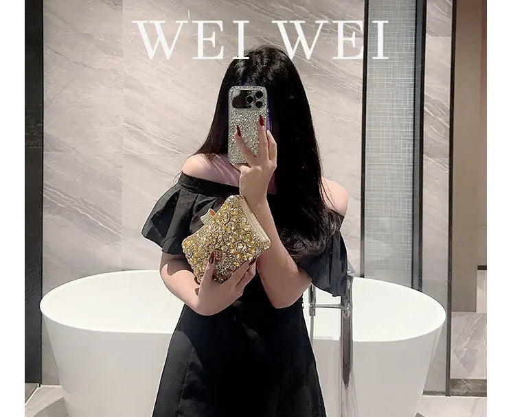 Choice Rhinestone Beaded Clutch Evening Bag Women Wedding Party Purse Evening Banquet Bag European Exquisite Bridal Purse para