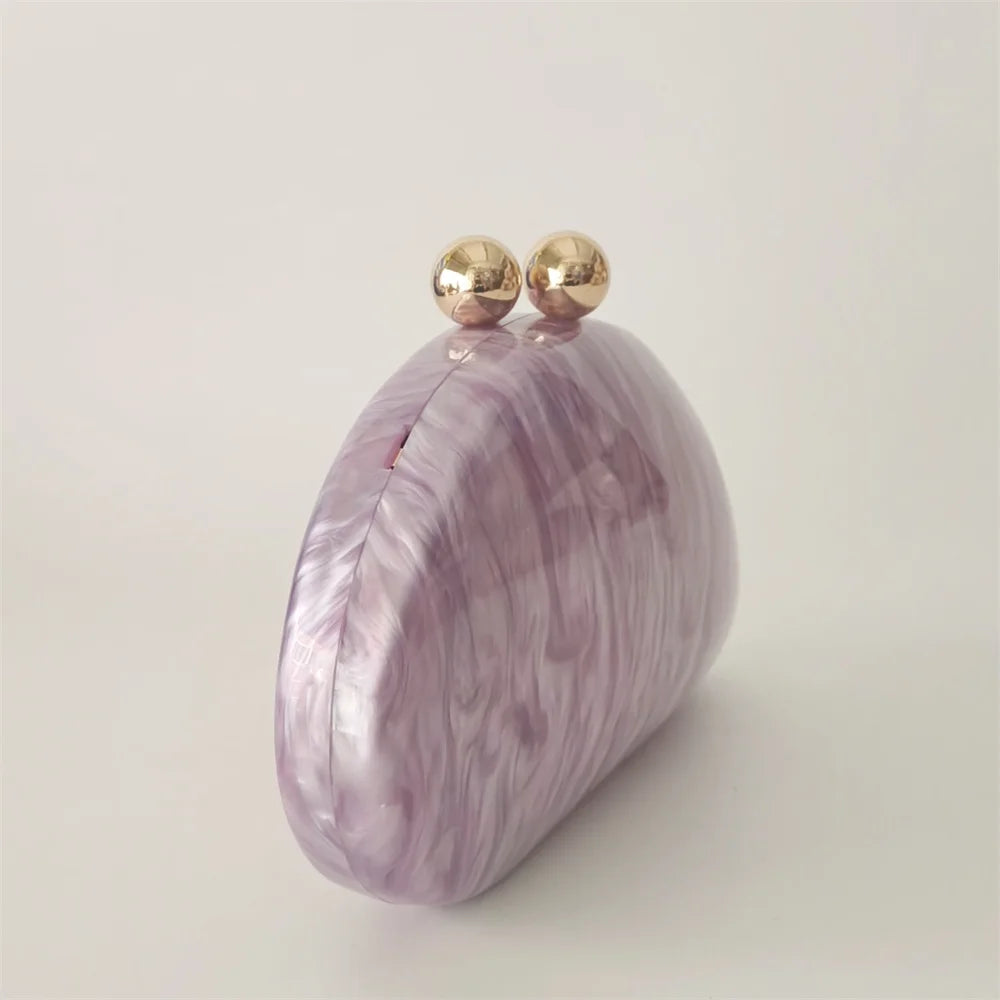Oval Shell Acrylic Crossbody Clutch
