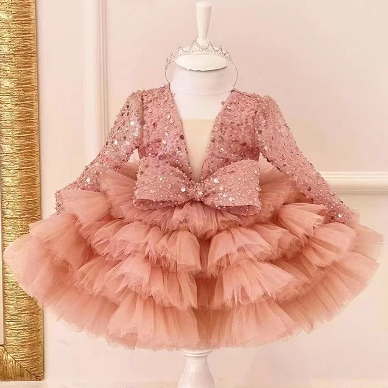 Sequined Ball Gown Flower Girl Dress
