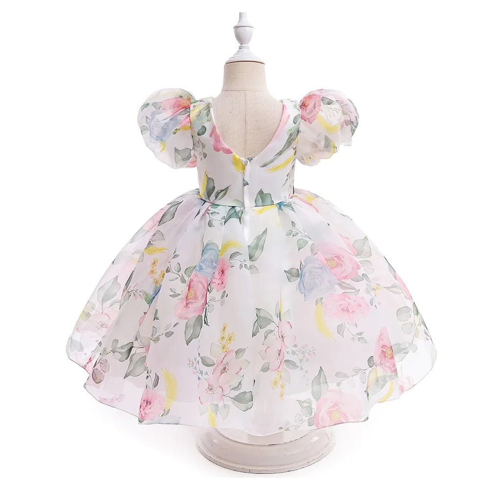 Floral Print Girls' Party Dress