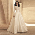 Gorgeous Wedding Dresses A Line Satin Bridal Gowns Modest Robes Full Sleeves Charming Muslim Customized Vestidos De Novia 2025