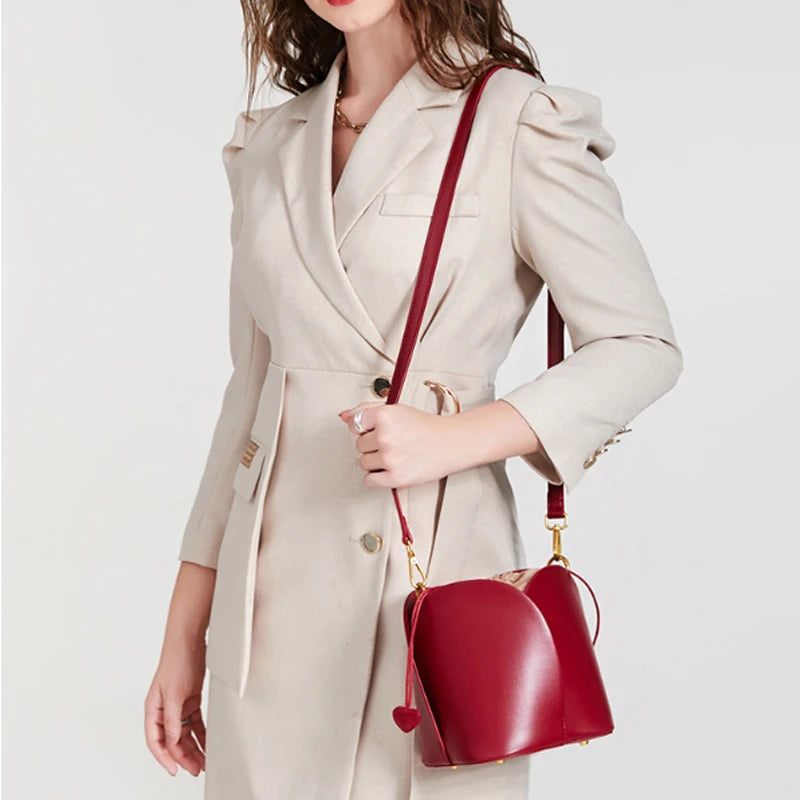 Red Bride Petal Bucket Bag Women Handbag New Vegetable Basket Crossbody Bag Single Shoulder Bag