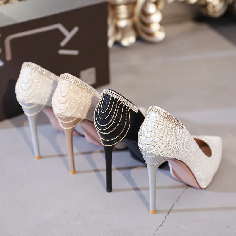 Wedding Two Wear Crystal Wedding Shoes 2025 New Temperament Bridesmaid Bridal Shoes French Evening Dress Heels  platform shoes