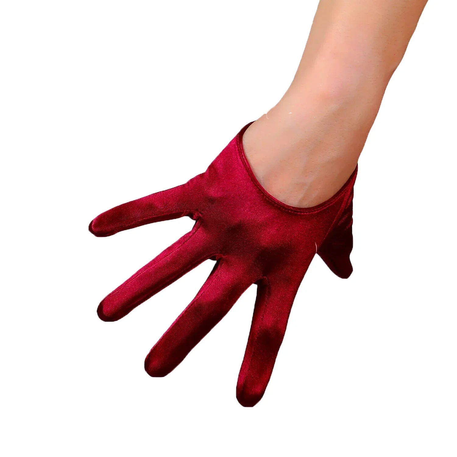 Ultra-Short Satin Half-Palm Gloves