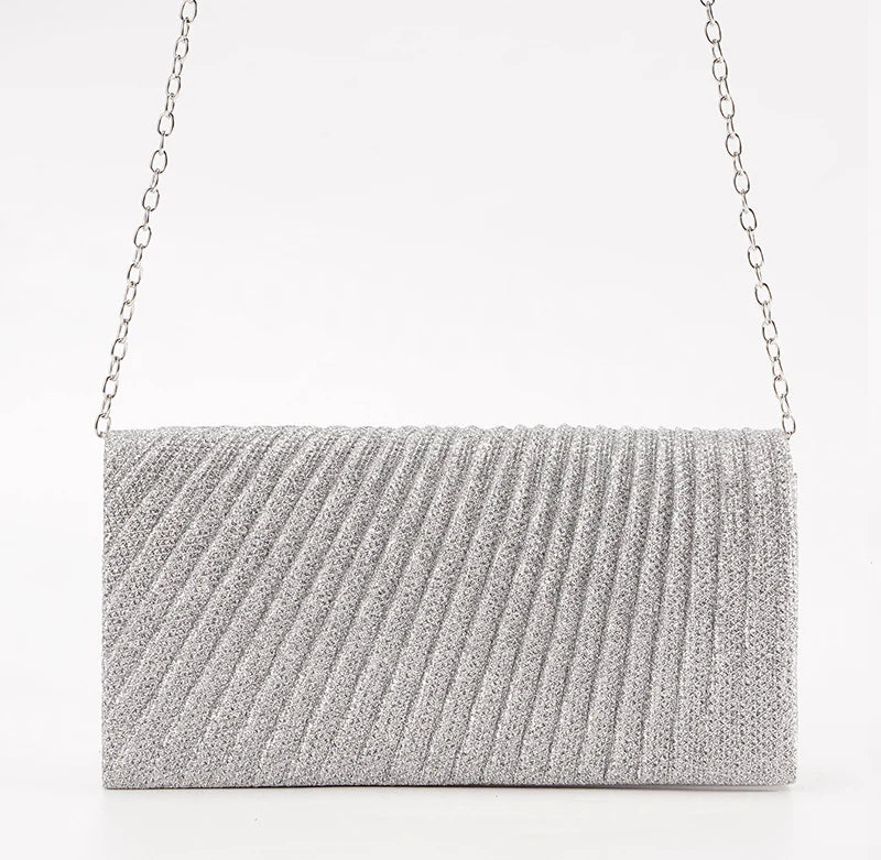 Women's Evening Shoulder Bag Bridal Clutch Party Prom Wedding Envelope Handbag Glitter Shiny Purses Sling Dating Dressy Bag