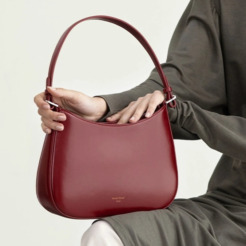 Women Red Baguette Bag Underarm Shoulder Purse Chic Bridal Handbag Designer Style