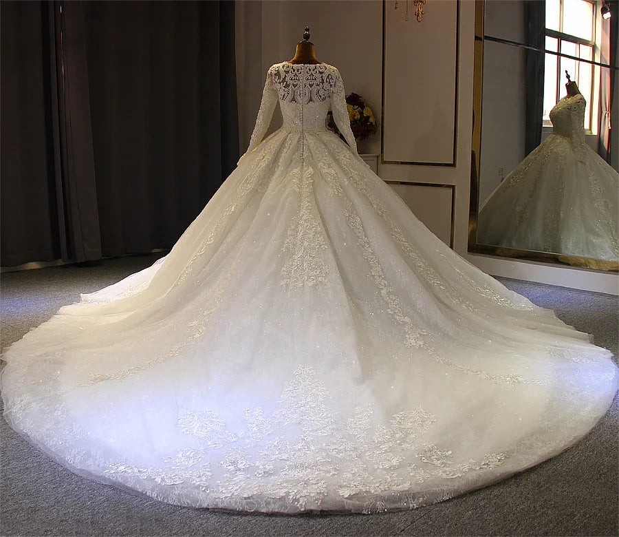 Customized Bridal Dress Muslim Wedding Dress With Full Lace Sleeves amanda novias oficial