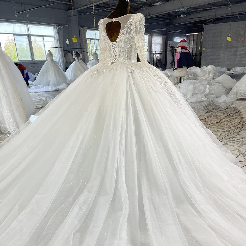 Beaded Crystal Square-Neck Organza Ball Gown Wedding Dress
