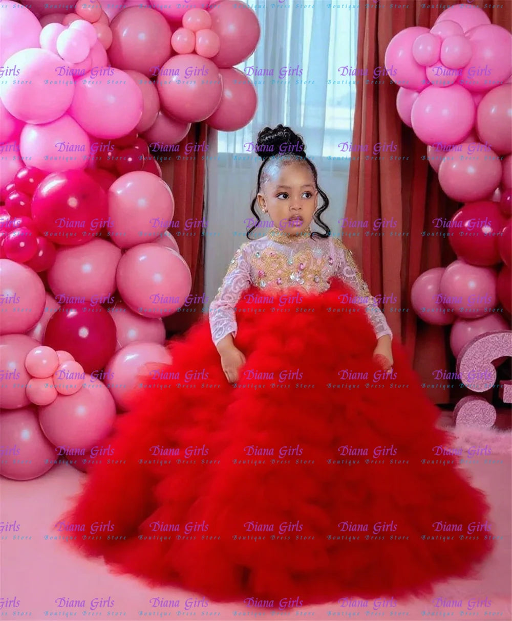 Layered Tulle Sequin Flower Girl Gown