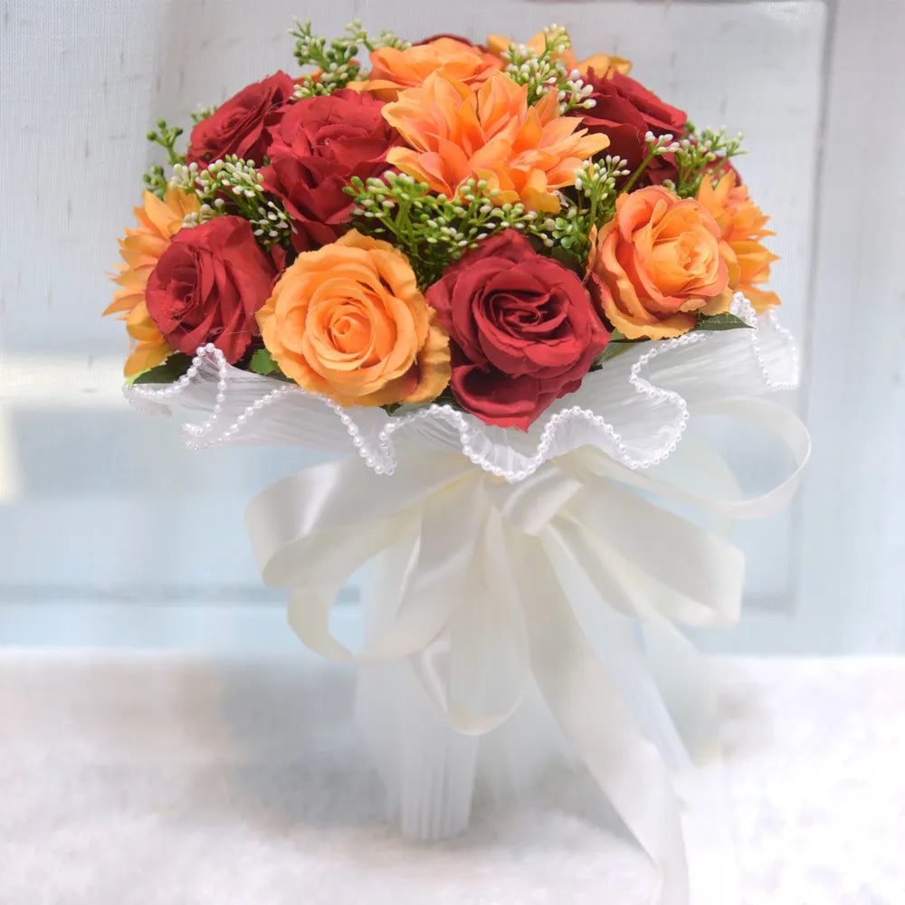 Handmade Silk Rose, Peony, and Dahlia Bridal Bouquet