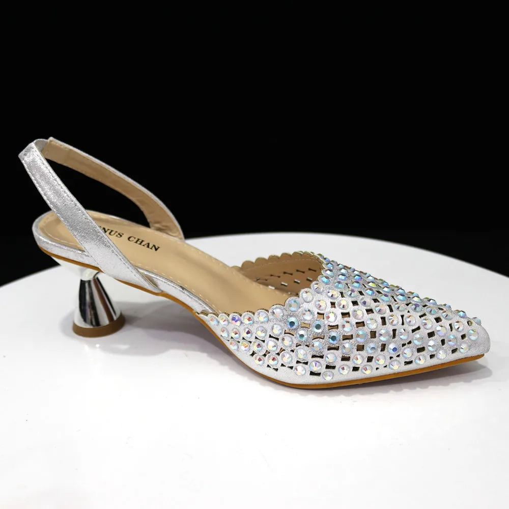 Wine Crystal Pointed-Toe Heels