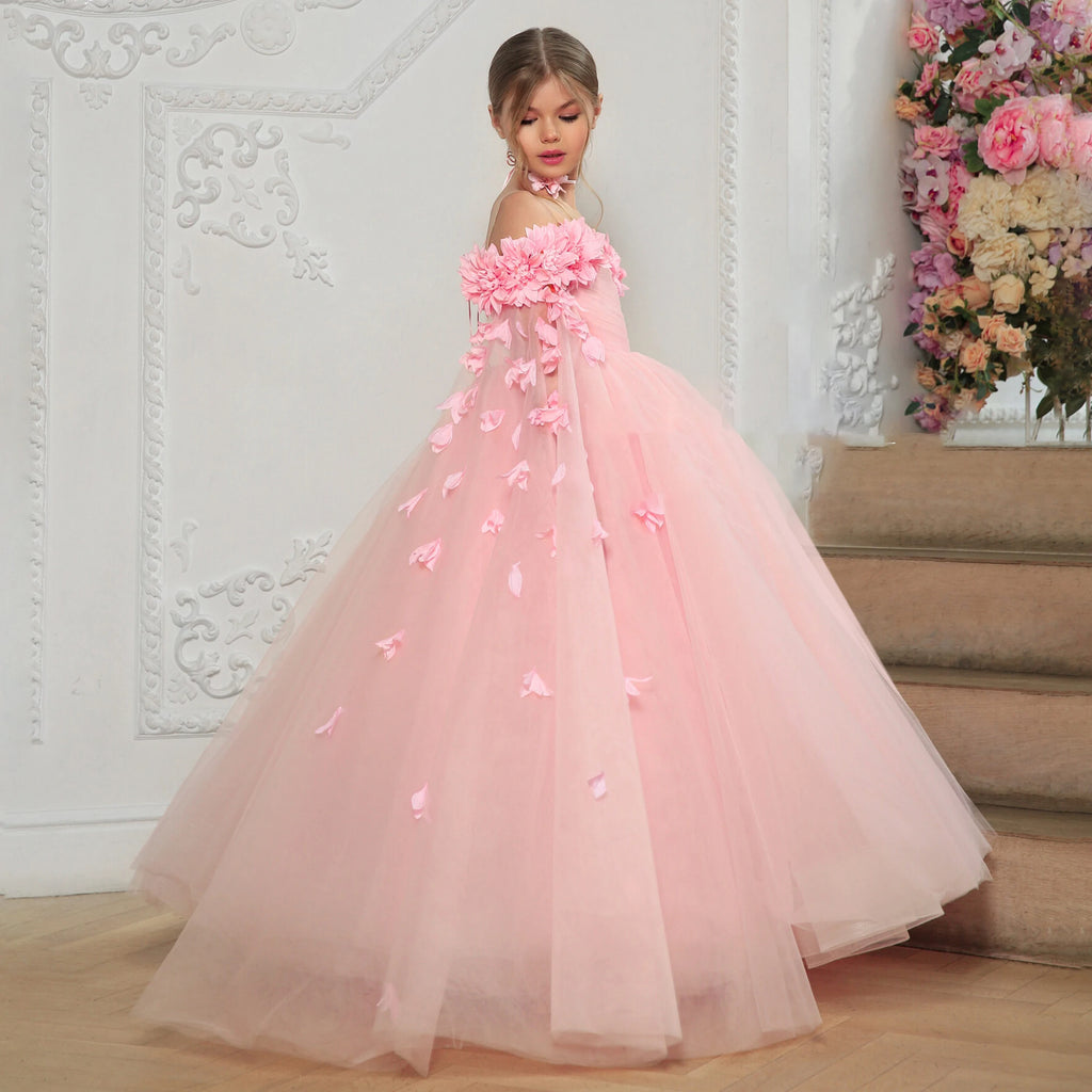 Off-Shoulder Tulle Junior Bridesmaid Dress