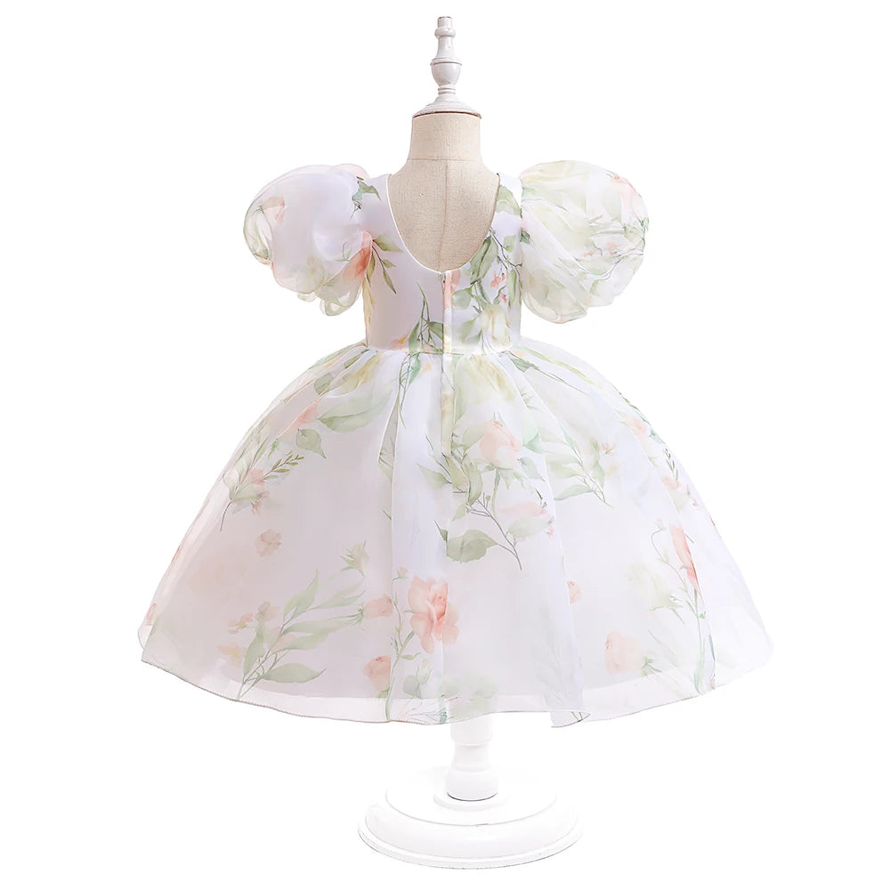 Floral Print Girls' Party Dress
