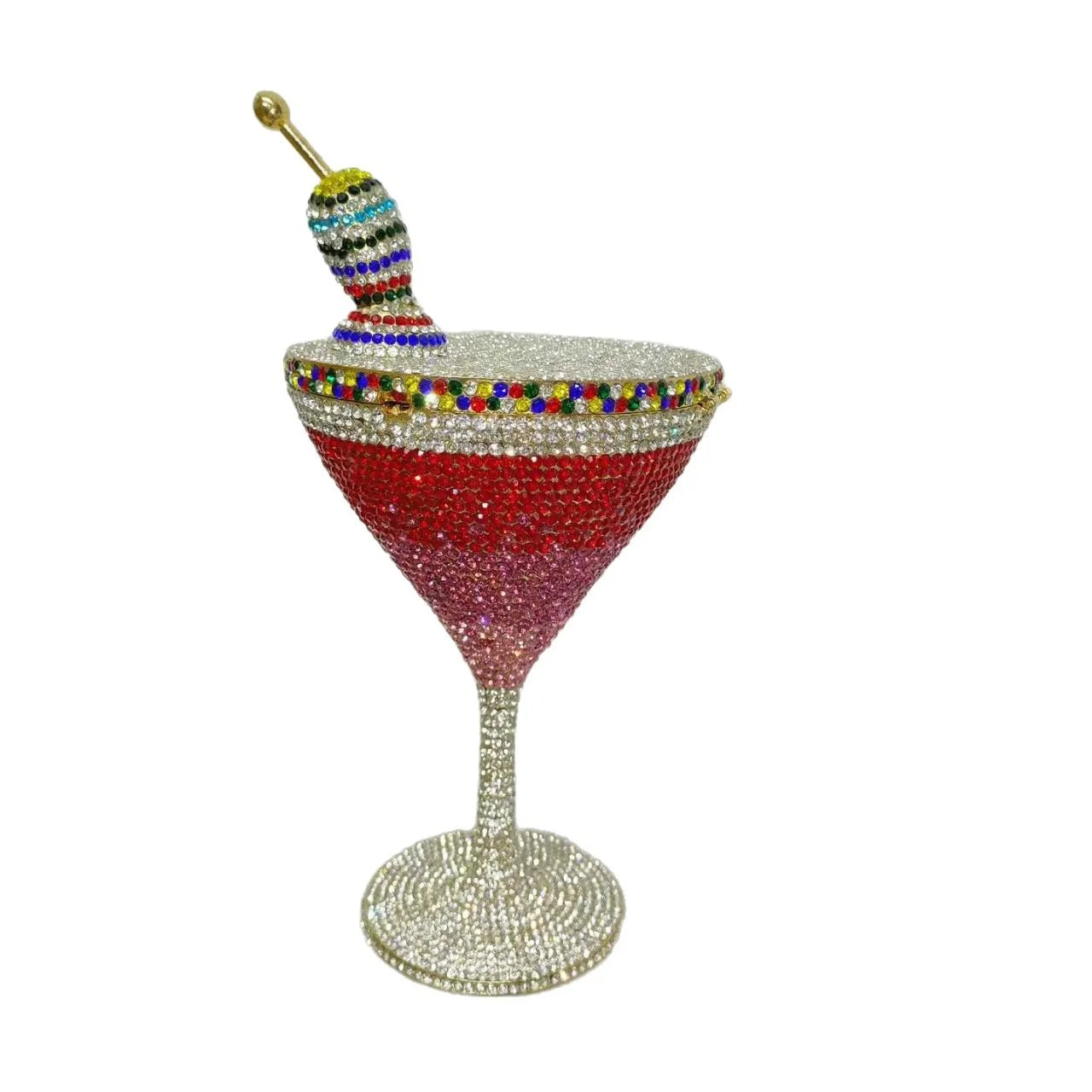 XIYUAN Cherry Martini Gold Rhinestone Evening Cocktail Party Handbag Women Luxury Bling Crystals Wedding Bridal Clutch Purses