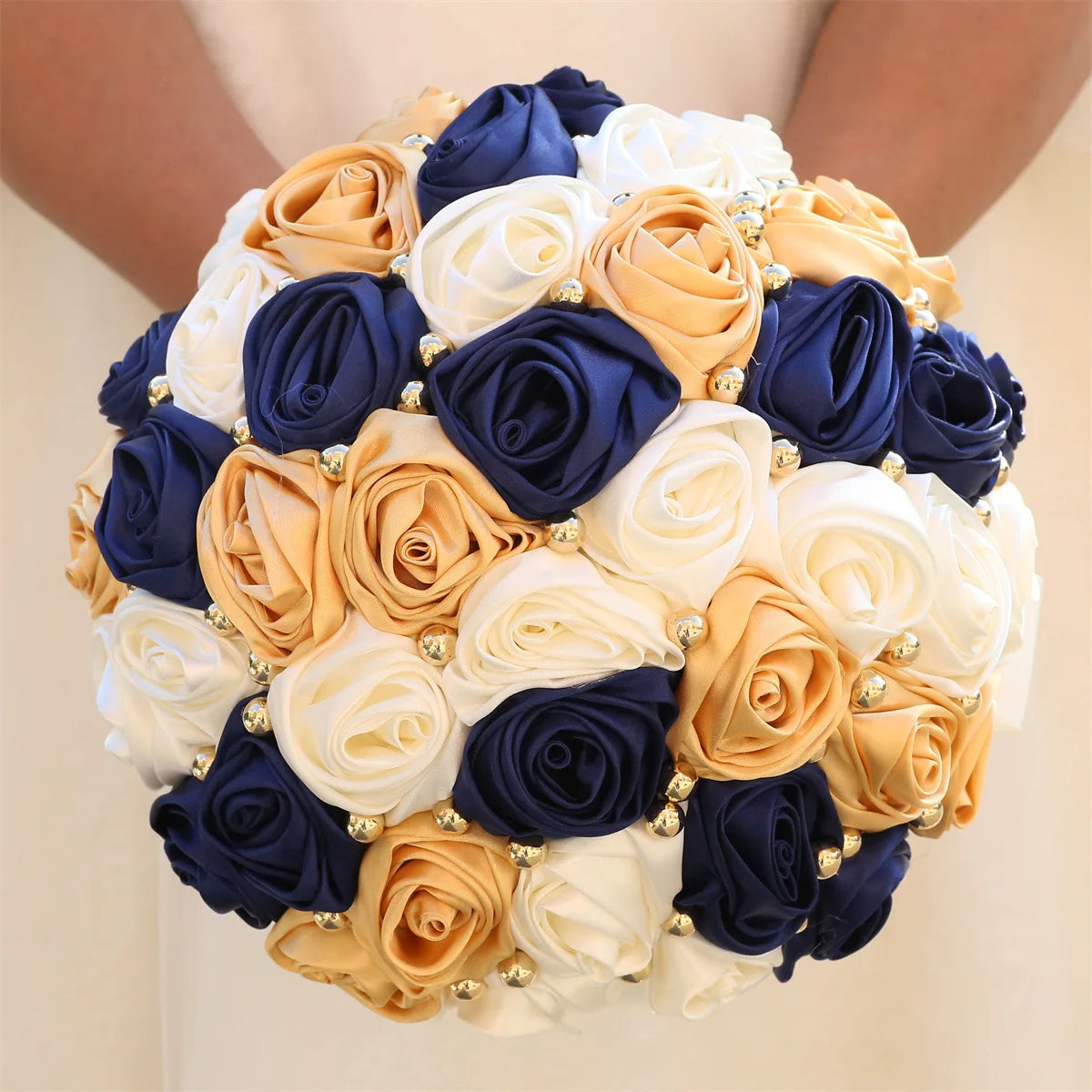 Navy Champagne Wedding Bouquet Flowers