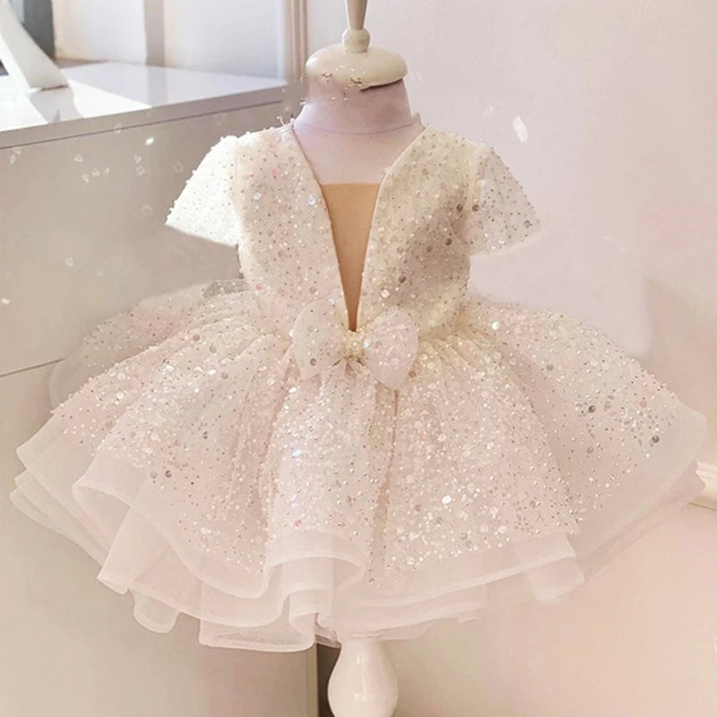 Sequined Ball Gown Flower Girl Dress