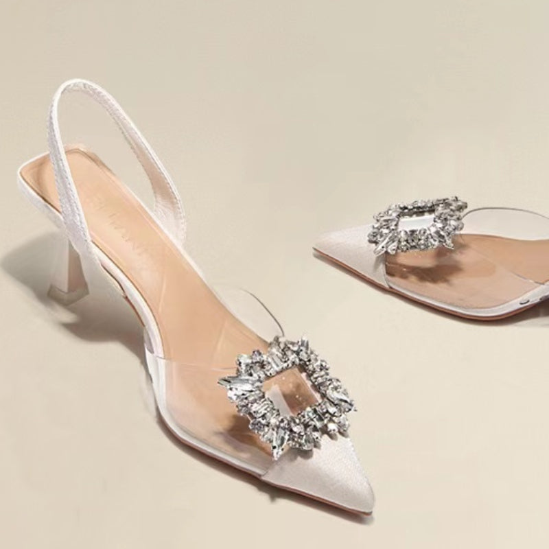 Crystal Banquet Pointed-Toe Heels