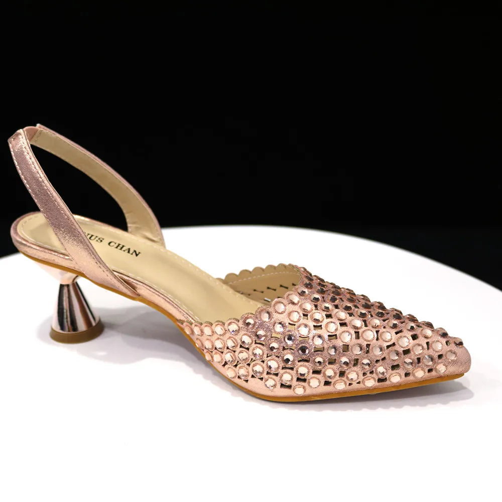 Wine Crystal Pointed-Toe Heels