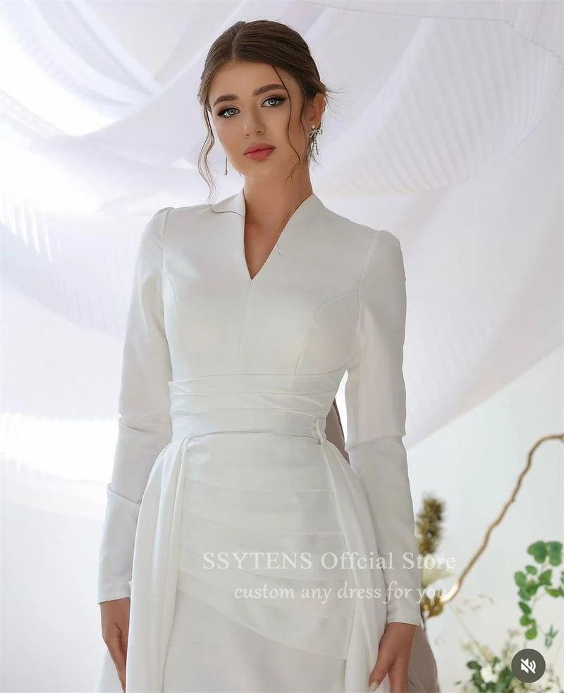SSYTENS Modest Muslim Wedding Dresses Long Sleeve Luxury Floor Civil Bride Dresses Vestido Novia Customized 2026 Robe De Mariée