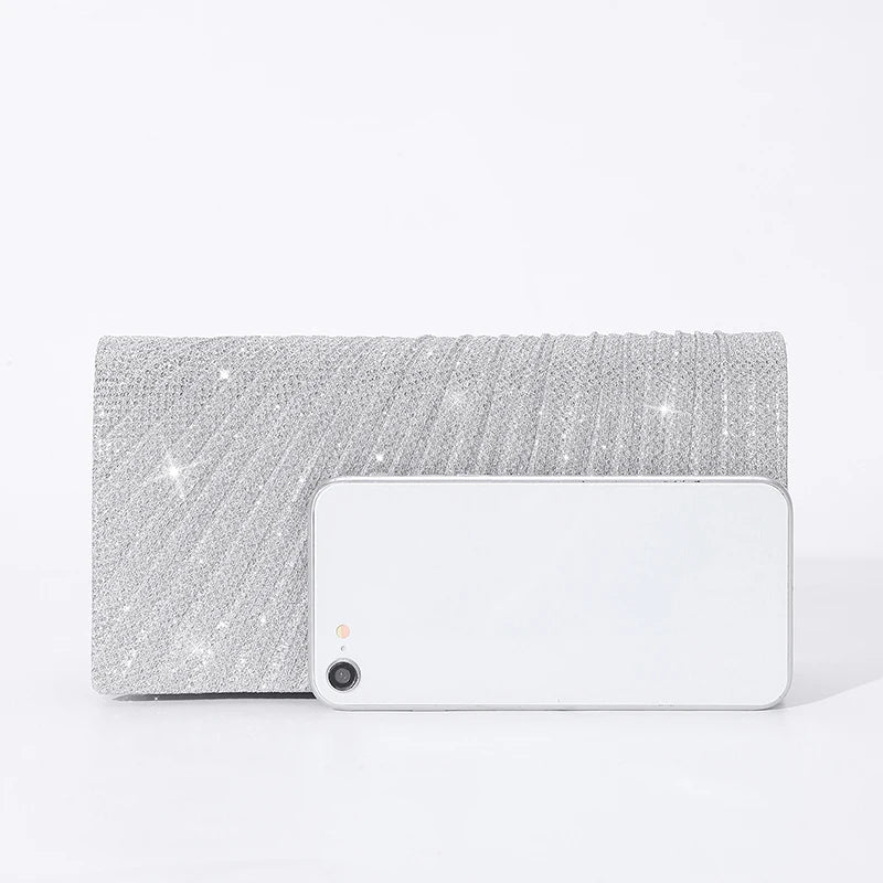 Women's Evening Shoulder Bag Bridal Clutch Party Prom Wedding Envelope Handbag Glitter Shiny Purses Sling Dating Dressy Bag