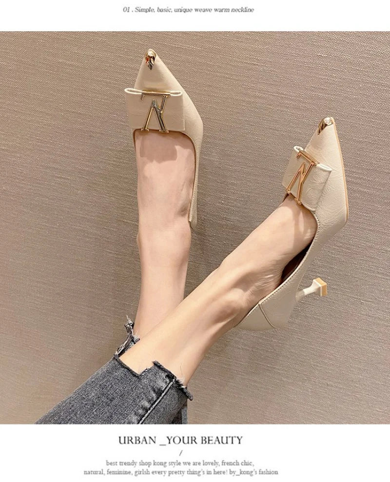 2026 Summer New Pointed-Toe Stiletto Heels, Women's Medium Height Office Pumps, Elegant Work Dress Shoes for Commuting