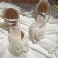 Lolita elegant party dresses for women 2024 wedding bridal shoe pointed toe heels Pretty shoes designer ladies heel beige high-e