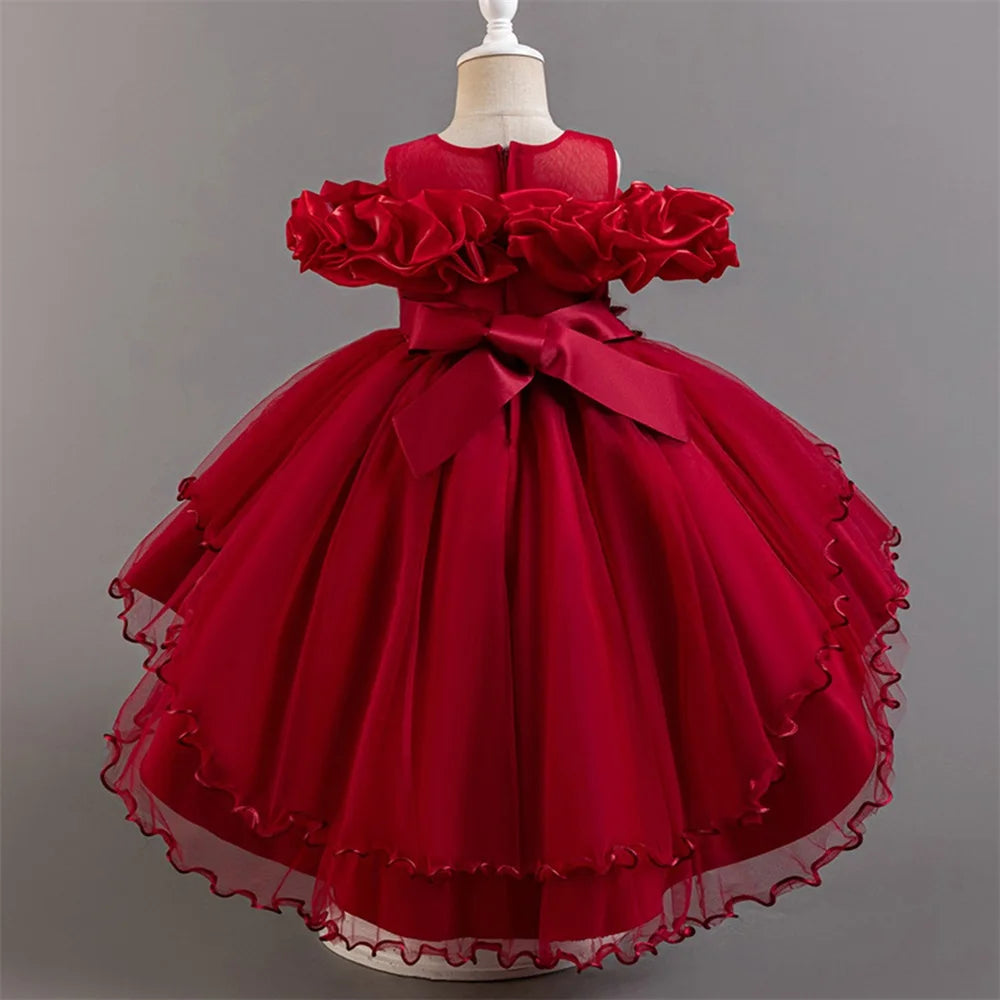 Tulle Bow Flower Bridesmaid Dress