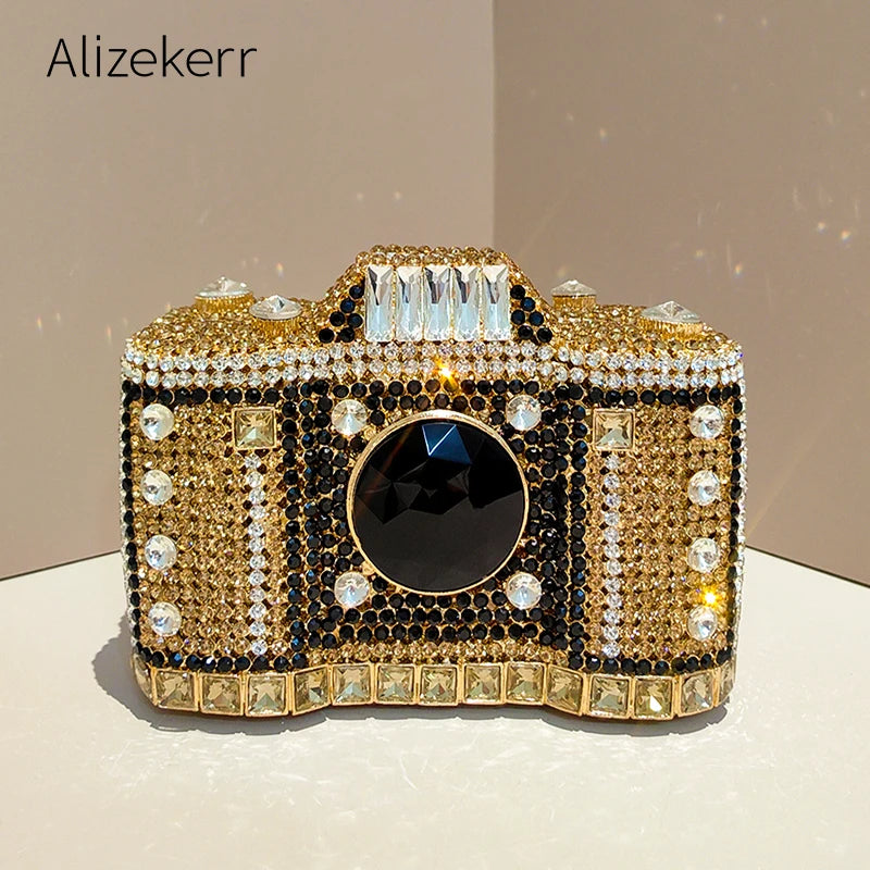 Camera-Shaped Diamond Evening Clutch