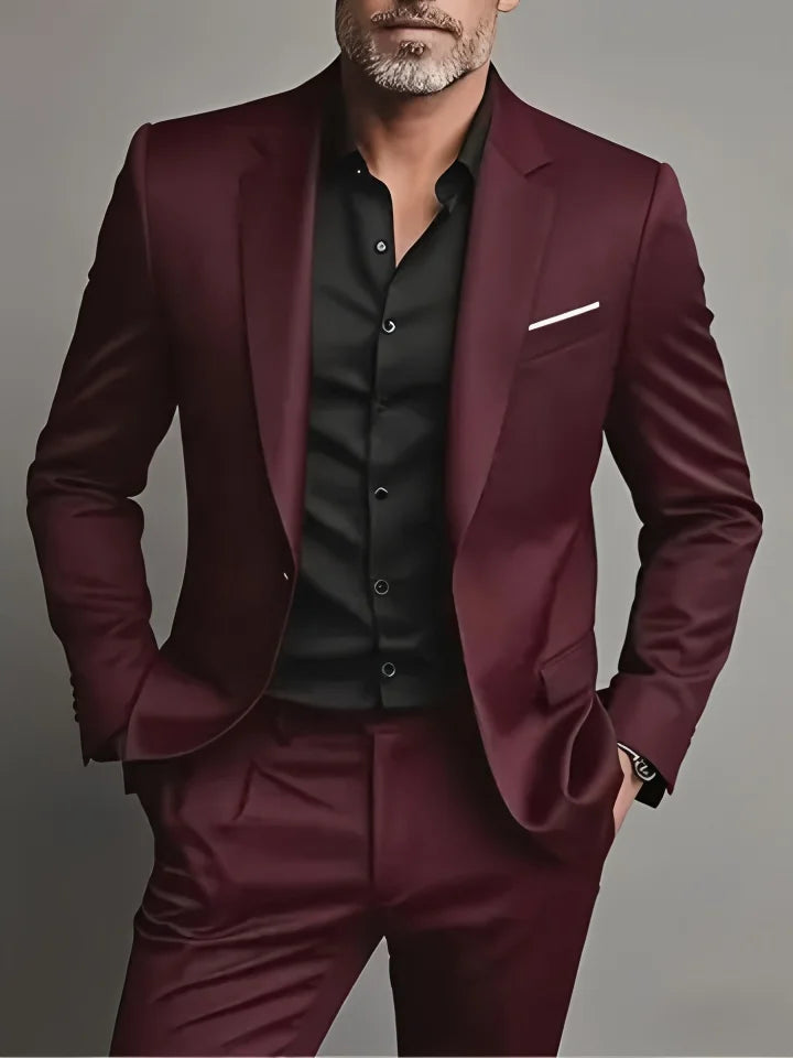 Elegant Men's Suit Sets- Slim Fit Tuxedo Set for Weddings & Formal Occasions, Black Suit