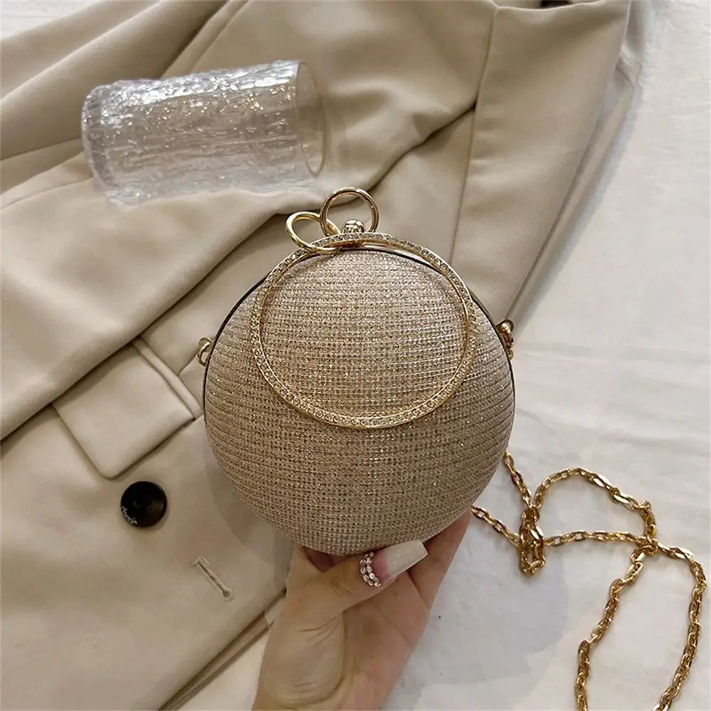 Circular Silk Rhinestone Banquet Clutch