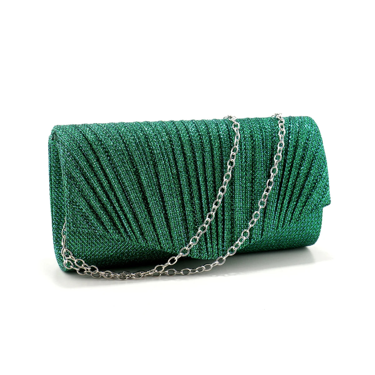 Ruched Sequined Envelope Clutch