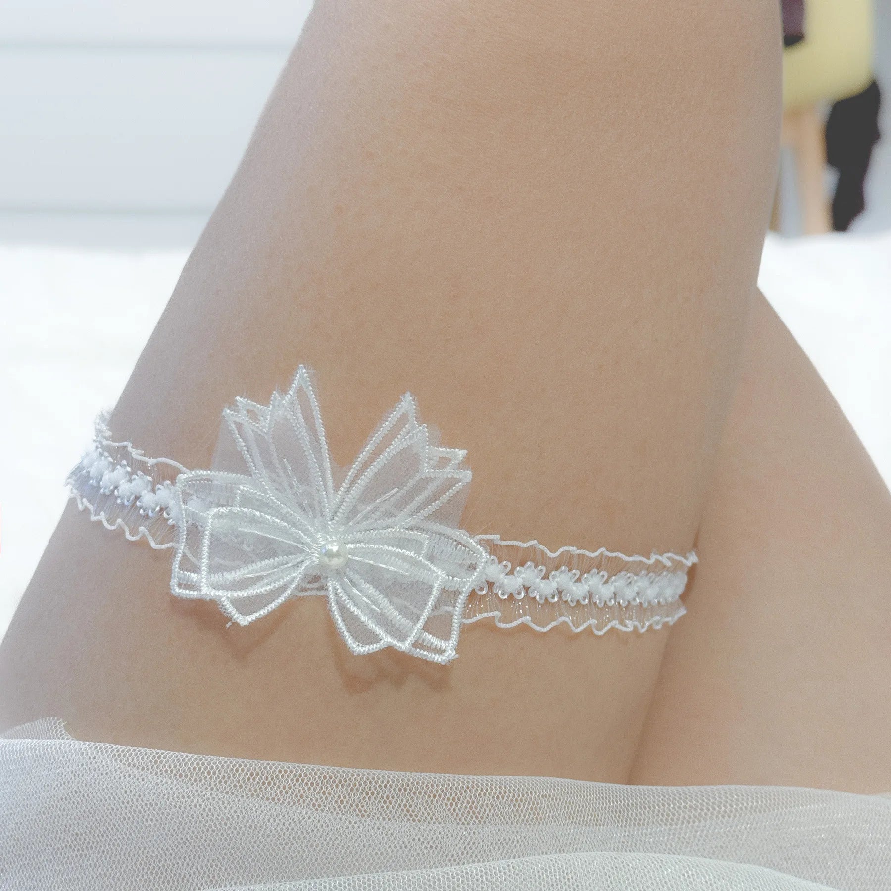 1PC Classic White Butterfly Thigh Leg Garter Bridal Wedding Garter Belt For Women Cosplay Wedding Accessories Legwear
