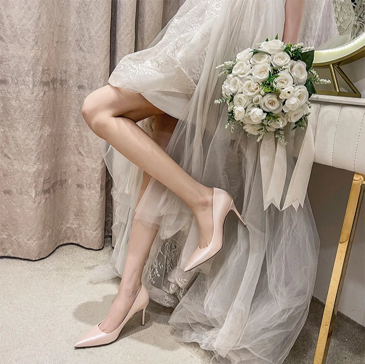 Pumps Women Shoes Wedding Shoes White High Heels Women's Satin Bridal Shoe Bridesmaid Shoes Large Size 42 43