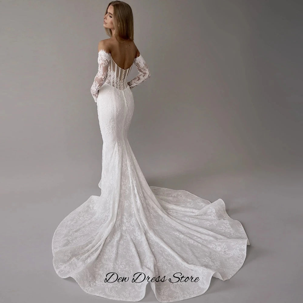 Temperament Mermaid Sleeveless Wedding Dress Elegant Organza Customized Robe de mariée Dreamy Lace Appliques Vestido De Novia