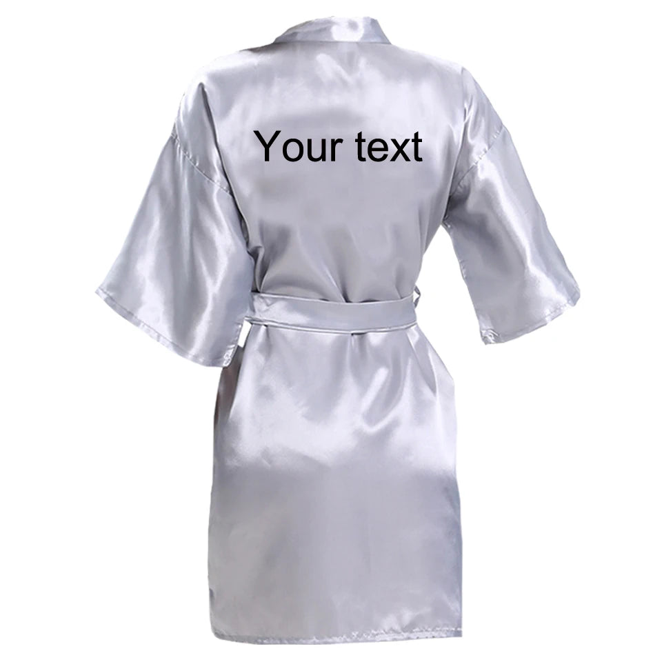 Customized Name Date Wedding Bathrobe Faux Silk Bridal Robe Bride Bridesmaid Wedding Robes Woman Bachelorette Hen Party