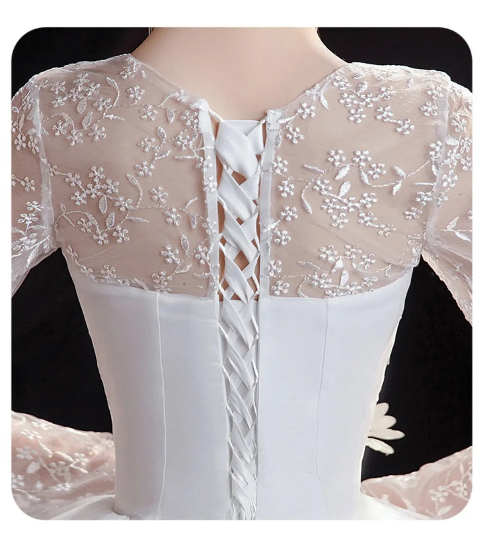 GIYSILE Boho Wedding Dress New Fantasy Lace Bridal Main Marriage Dresses French  Floor Length Wedding Dress Vestidos De Novia