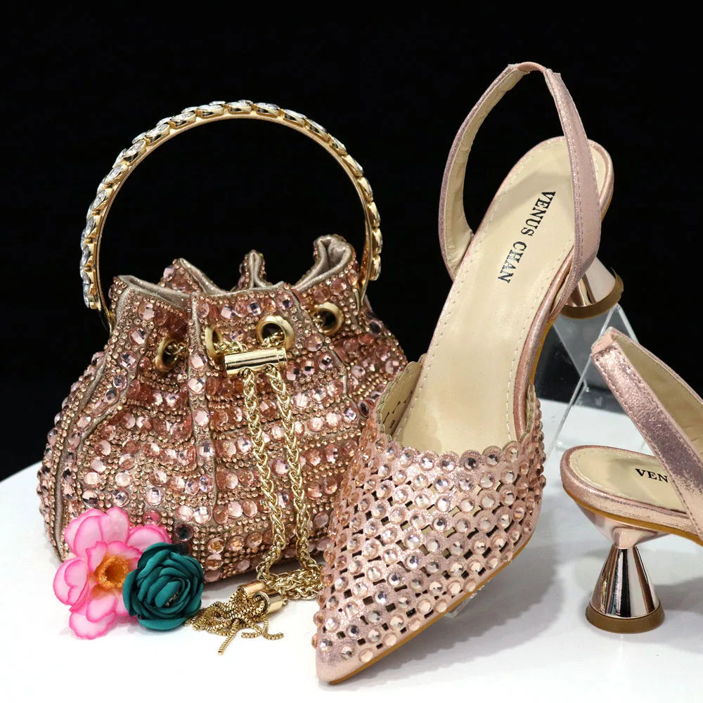 Wine Crystal Pointed-Toe Heels
