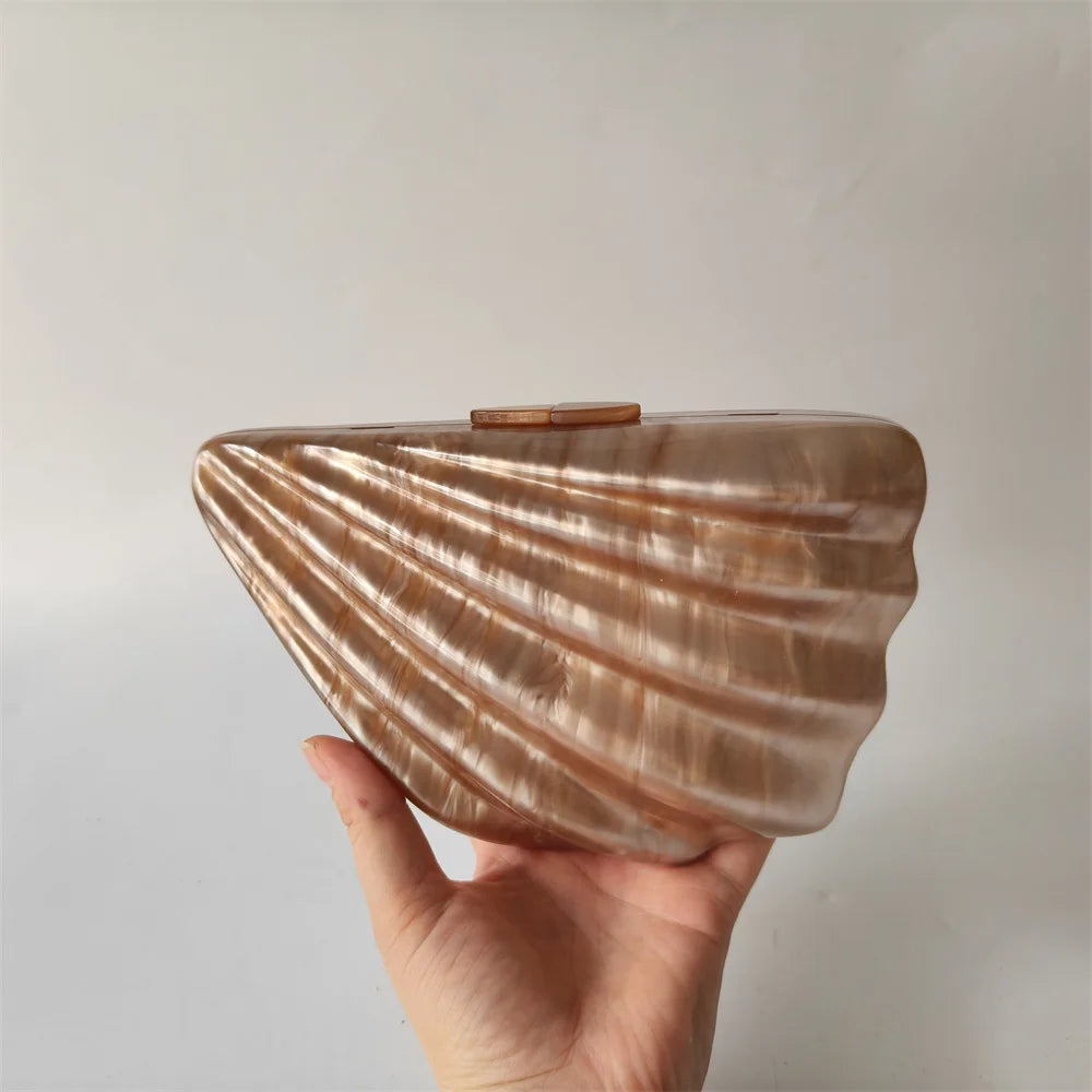 Shell Marble Pearl Box Clutch