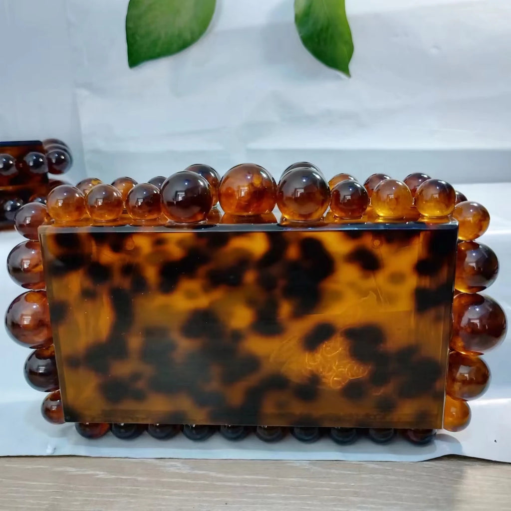 Leopard Acrylic Box Evening Clutch