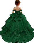 Bowknot Appliqué Flower Girl Dress