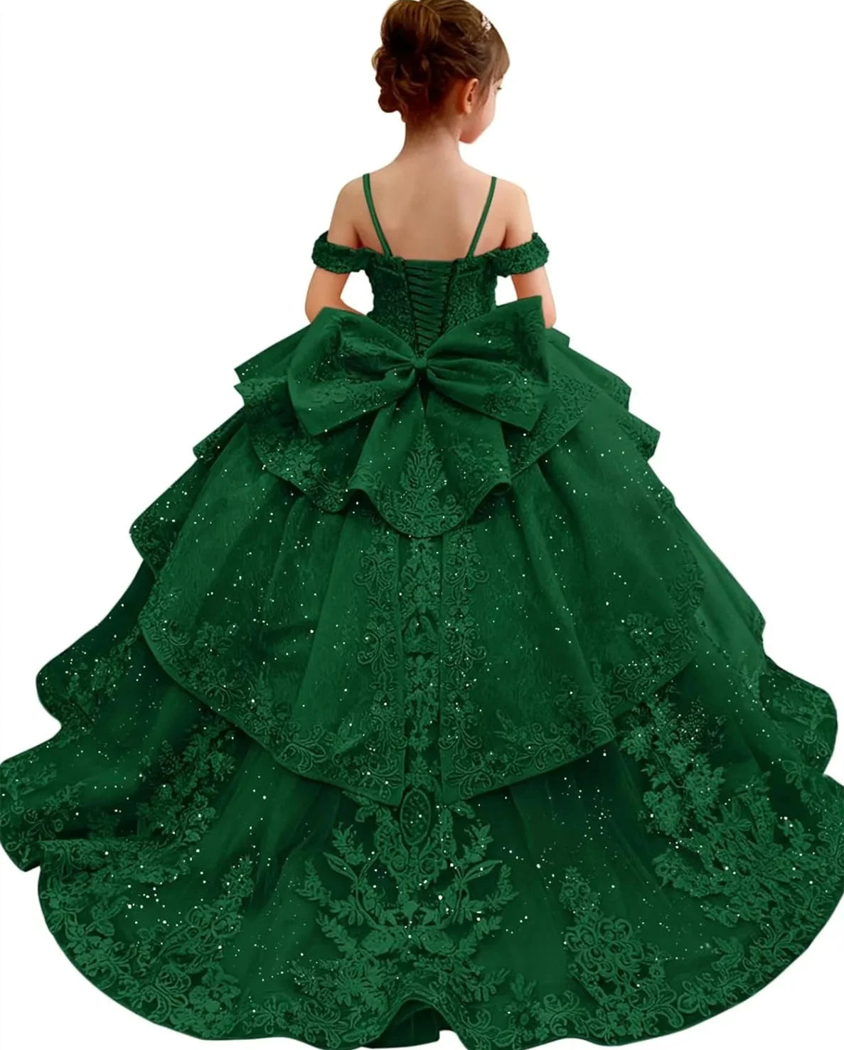 Bowknot Appliqué Flower Girl Dress