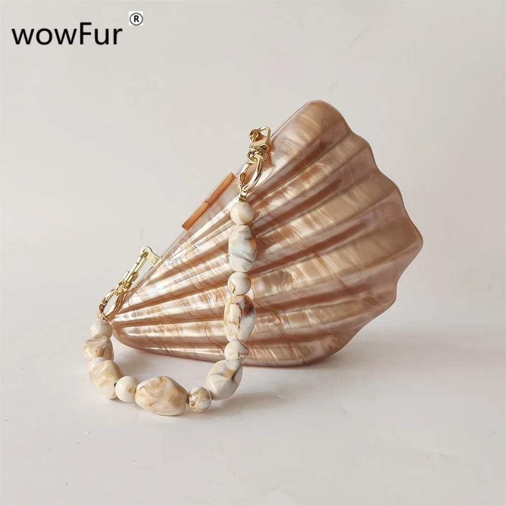 Shell Marble Pearl Box Clutch