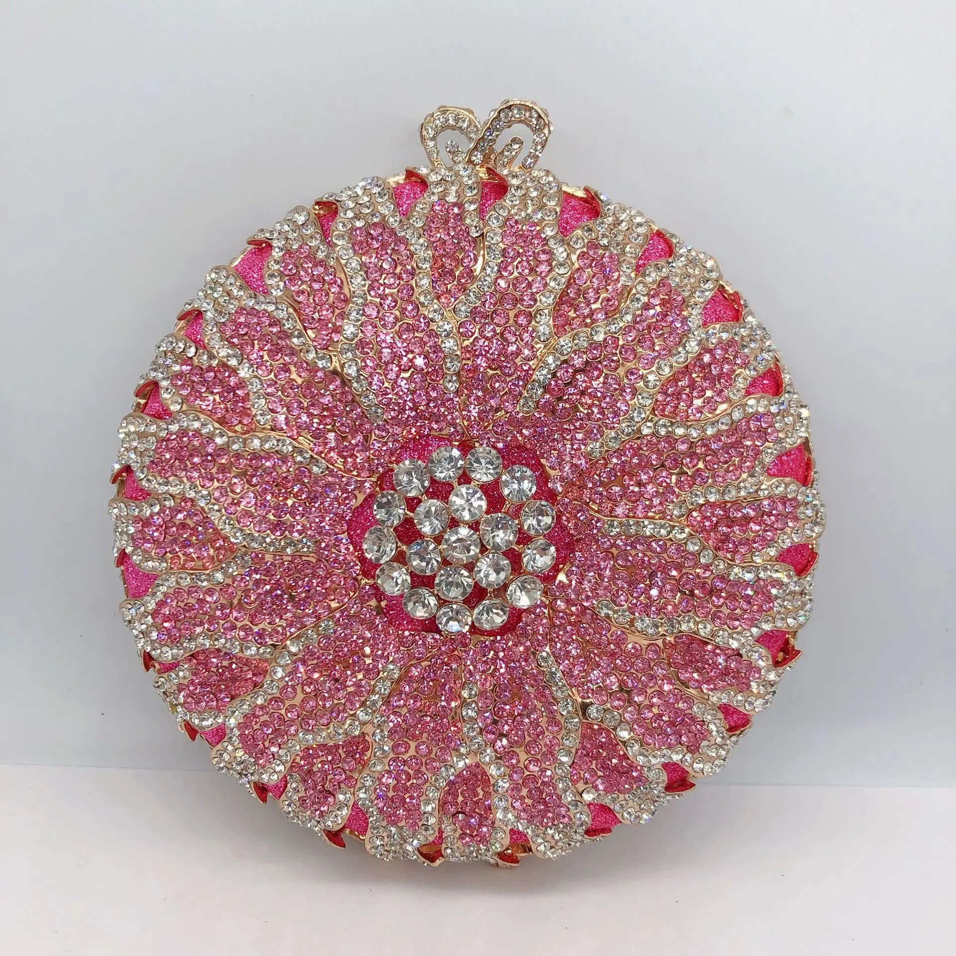 Wedding Bridal Party Purse White/Brown Diamond Minaudiere Luxury Rhinestone