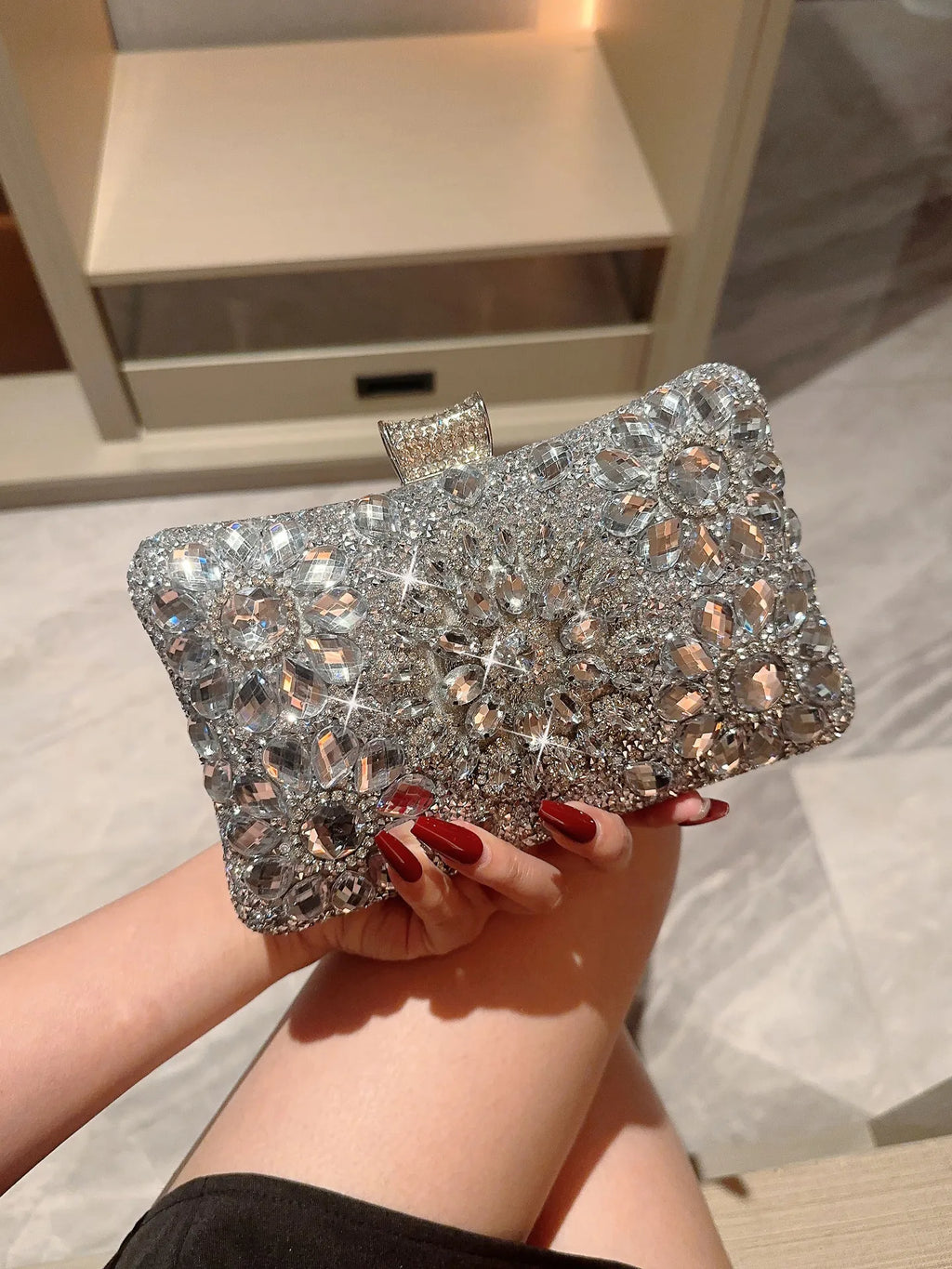 Choice Rhinestone Beaded Clutch Evening Bag Women Wedding Party Purse Evening Banquet Bag European Exquisite Bridal Purse para