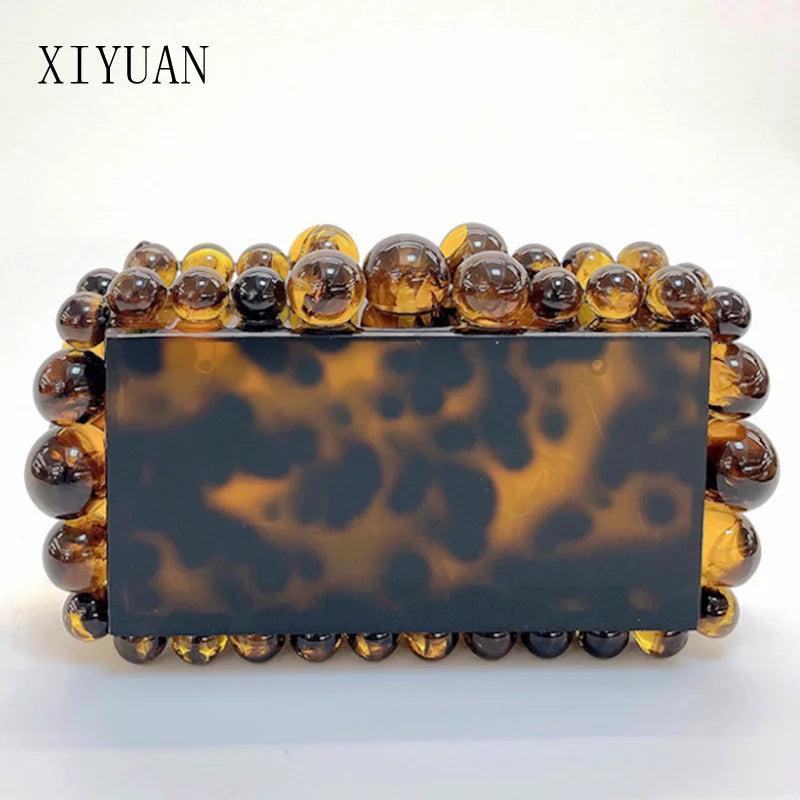 Leopard Acrylic Box Evening Clutch